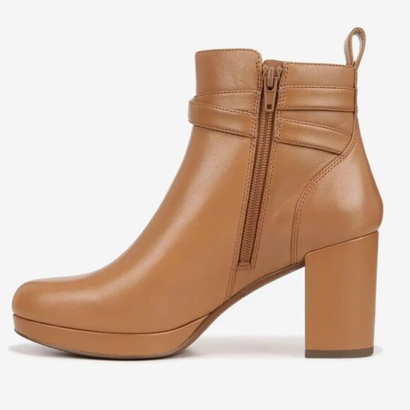 Vionic Nella Ankle Boots Heeled Camel Light Brown Tan Leather Water Repellent 9 - Picture 3 of 10